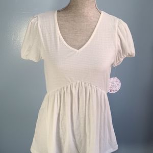 Love & Joy White Baby Doll Knit Top NWT